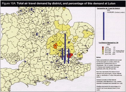 Spatial distribution of demand for Luton