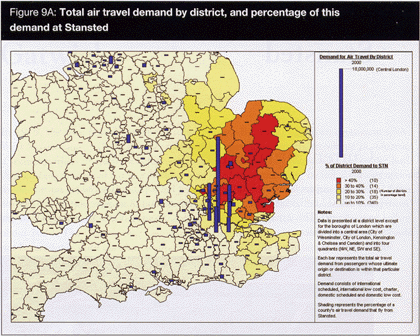 Spatial distribution of demand for Stansted